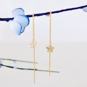 Butterfly threader earrings 14k gold filled